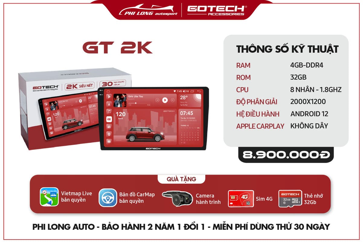 MÀN HÌNH Ô TÔ THÔNG MINH GOTECH GT2K